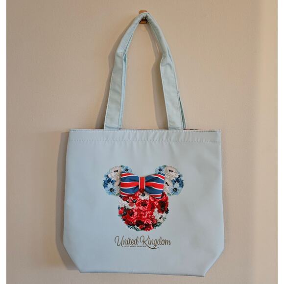 WDW Epcot Minnie Royal Rose United Kingdom Tote Bag, Blue - Picture 1 of 8